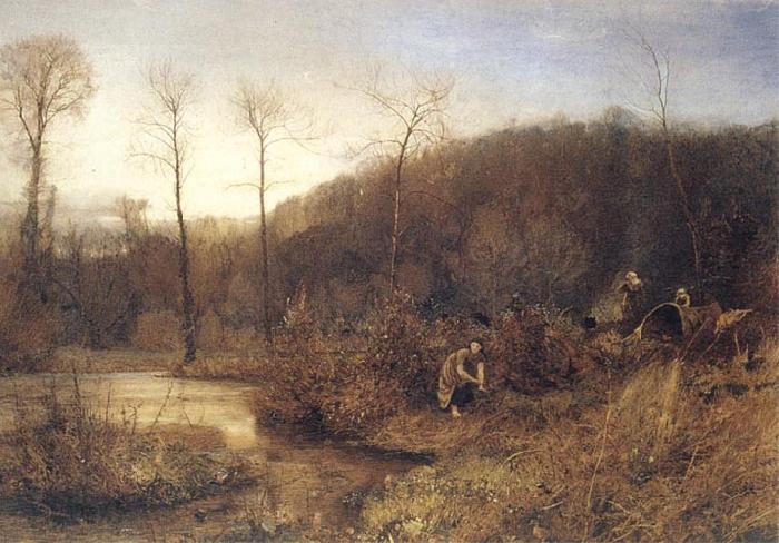 John William North,ARA A Gypasy Encampment France oil painting art